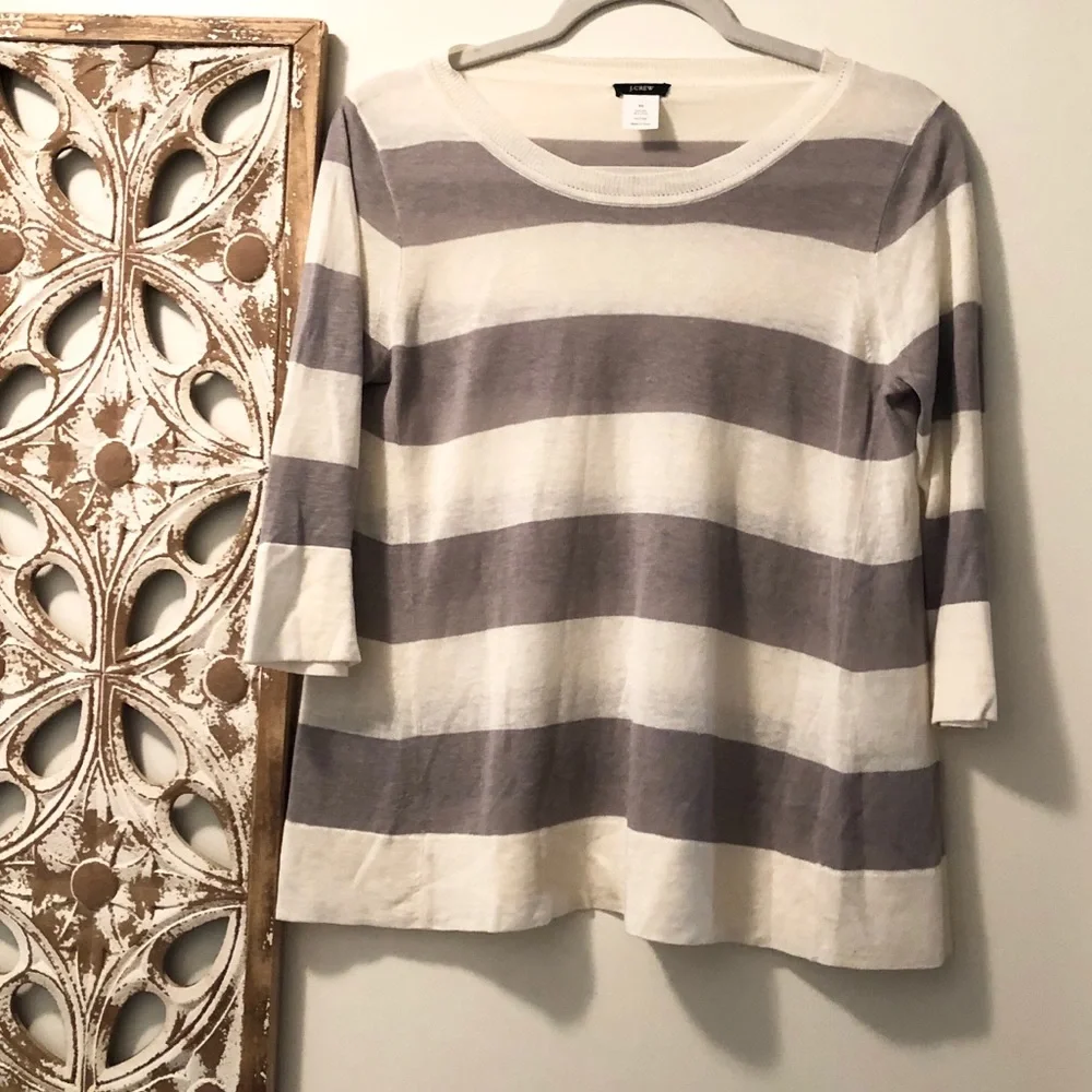 J. Crew Swingtime Striped Silk/Linen Pullover